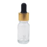 10ML Clear Glass Aromatherapy Bottle With Pipette - Black & Gold Collar 18 60