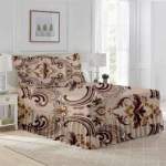 Smte 5 Piece Bedspread Set Brown Queen With Keychain