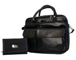 Fino Multi-compartment Faux Shoulder Bag With Faux Leather Purse Set - Black 22007+1566-093