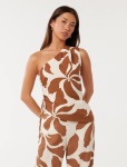 Noah One Shoulder Top - 16 Rust Marian Abstract