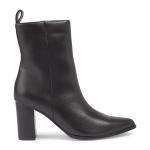 Black Pu Mid Heel Ankle Boots
