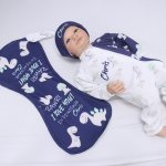 Baby Grow With Beanie Dino Patchwork Set Half Print