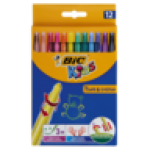 BIC Kids Turn & Colour Retractable Wax Crayon Set 12-PIECE