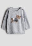 Cotton-knit Jumper - Grey Dog