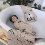 Wrap Set Swaddle Set Dotty Woodlands Dark Green Set