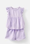 Cotton On Bessy Flutter Sleeve Top And Short Set - Vintage Lilac ditsy Flower
