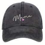 Cool Hip Hop Retro Curved Brim Baseball Cap Sweet Heartwarming Mama Print Distressed Snapback Hat For Casual Leisure Outdoor Spo