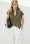 V-neck Top - Dark Khaki Green