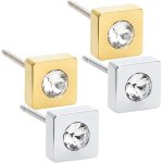 Blomdahl Titanium Earrings Petite Square Crystal