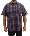 Mens Short Sleeve Check Shirt - 10XL Navy red
