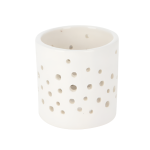 Tealight Holder With Cut Outs 6X6X6CM White Dots