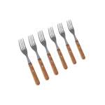Always 6 Piece Steak Fork Set With Wooden Handle Silver