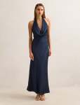 Becca Cowl Halter Satin Dress - 20 Navy