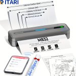 Itari M832 Wireless Thermal Label Maker Portable 300DPI High Resolution Multiple Thermal Paper Size Compatibility Inkless Printi