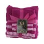 Plush 3 Piece Set - Bath Towel Hand Towel And Face Cloth - 100% Cotton - Fuschia