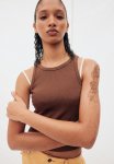 Ribbed Vest Top - Brown
