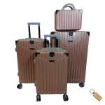 Smte Deluxe Travel Luggage Set GX4 And Smte Keyring 4 Piece Rose Gold With Keychain
