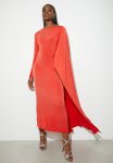 Cape Column Midi Dress - Fiery Red