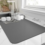 Dish Drying Mat For Kitchen Counter Heat Resistant Drainer Mats With Non-slip Rubber Backed Hide Stain Kitchen Super Absorbent D
