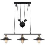 Matt Black Chandelier Light Fitting Metal With Pulley Cord 3 X 60W Es