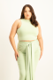 Hazel High Neck Crop Top - Smoke Green - XL