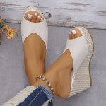 Women's Platform Slip On Sandals Casual Summer Walking Wedge Sandals Non-slip Holiday Beach Sandals