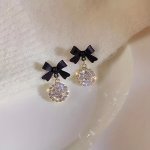 1PAIR Exquisite And Elegant Bow Earrings Perfect Gift For A Girl's Birthday Christmas And Anniversaries
