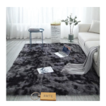 Smte New Premium Fluffy Carpet rug & Complementary Tieback And Keyring Dark Grey Mix With Keychain