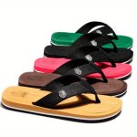 Unisex Flip Flops Summer Comfort Slip-on Thong Sandals Breathable Flat Eva Sole Fabric Upper Solid Beach Shoes For Men And Women