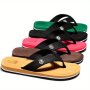 Unisex Flip Flops Summer Comfort Slip-On Thong Sandals Breathable Flat EVA Sole Fabric Upper Solid Beach Shoes For Men And Women