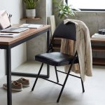 Black Padded Folding Chair With Steel Frame