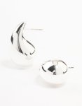 Silver Plated Teardrop Bubble Stud Earrings