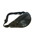 Black Vintage Leather Half Moon Bag
