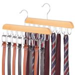 Elong Home Belt Hanger For Closet 2 Pack Closet Organizers And Storage Belt Rack Max 48 Belts Multifunction Wooden Hanger Tie Ra