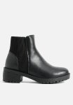 Ribbed Elastic Chelsea Boots - Black