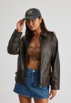 Celes Oversize Pu Jacket - Brown