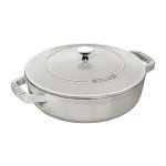 Staub Cast Iron Braiser Saut Pan With Lid 28CM 3.7L White Truffle