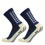 1PAIR Unisex Non-slip Silicone Bottom Athletic Socks For Football Breathable Mid-calf Socks For Outdoor Indoor Sports