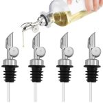 Spaceneat 4-PACK Olive Oil Spouts - Weighted Stainless Steel Pour Spouts For Olive Oil Bottles Vinegar & Coffee Syrup Dispensers