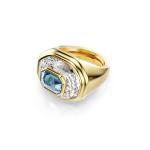 SWAROVSKI Chroma Cocktail Ring Octagon Cut Blue Gold-tone Plated - 55-60