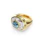 SWAROVSKI Chroma Cocktail Ring Octagon Cut Blue Gold-tone Plated - 55-60