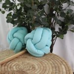 Knotted Bumper Pillow Turquoise