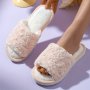 Floral Design Home Warm Slippers Soft Sole Lightweight Plush Lined Shoes Non-slip Indoor Mute Shoes