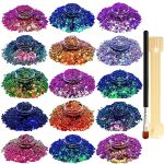 Nail Glitter Supgift 15 Colors 130G Holographic Chunky Cosmetic Chameleon Sequins For Makeup Hair Body Art Slime Craft Resin Wit