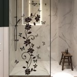 Contemporary Floral Butterfly Wall Stickers - Self-adhesive Pvc Decals For Bathroom Bedroom Glass Surfaces - Reusable Oblong Mat