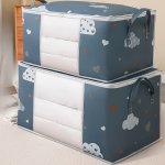 Multi-purpose Foldable Storage Bag Set With Handles: Large Capacity Dust & Moisture Resistant Organizer For Blankets Bedding & M