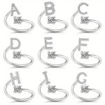 Silvery Initial Letter Design Open Ring Promise Ring Anniversary Gift Birthday Gift Ring For Daily Outfits