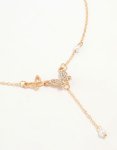 Goldair Gold Diamante Pearl Butterfly Y-necklace