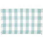 Dhurrie Checked Duck Egg And White Mat