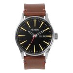 Nixon Sentry Leather Mens Watch - Black Brown